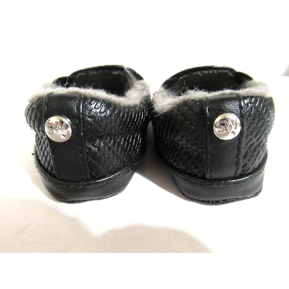 Stuart Weitzman Size 2 Baby Furrier Infant Girl/Boy Black Fur Lined Crib Shoes